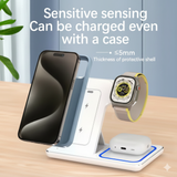 30W LED Fast Wireless Charger Stand 3 in 1 Foldable Charging Station For iPhone 15 14 13 12 11 Apple Watch 9 8 7 6 5 Air pods Pro