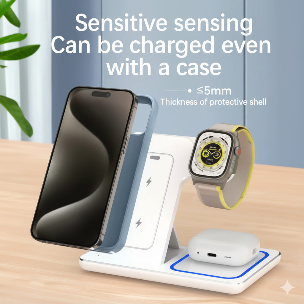 30W LED Fast Wireless Charger Stand 3 in 1 Foldable Charging Station For iPhone 15 14 13 12 11 Apple Watch 9 8 7 6 5 Air pods Pro