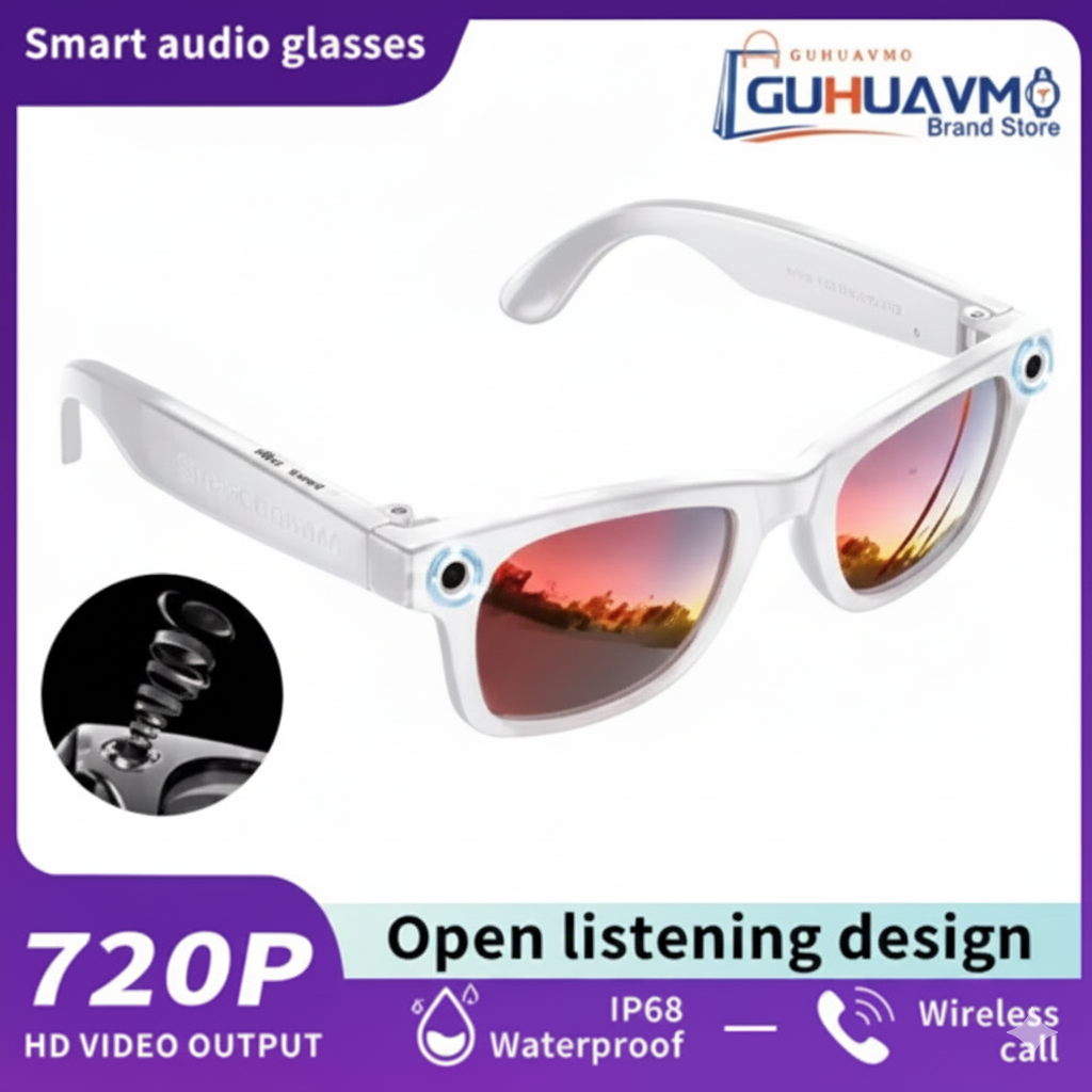 AI Smart Glasses with 8MP Camera Video Recording 100+ Languages Translation Sunglasses Bluetooth Call Music Play Men Women 2025