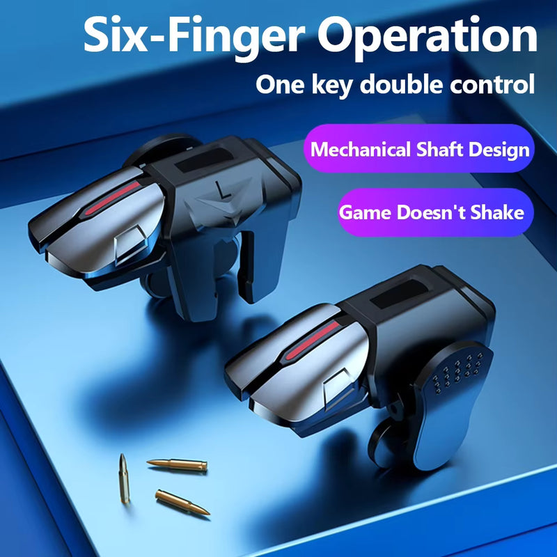 G21 1 Pair 6 Finger Game Controller for PUBG Game Mobile Gamepad Trigger Joystick Shooter Fire Button Controller for PUBG Mobile