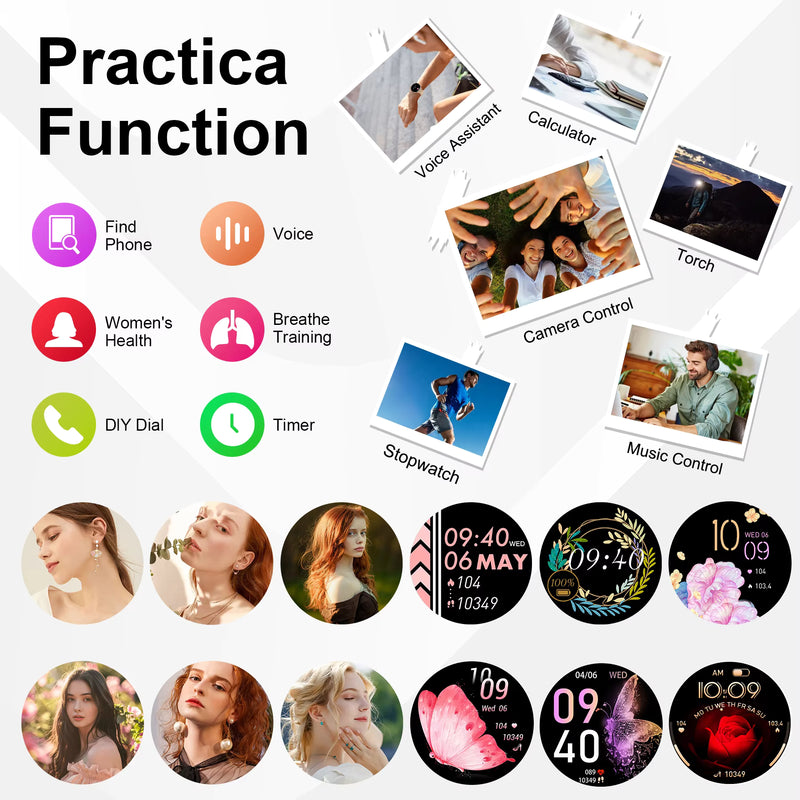 New 1.32" Full Touch Sports Smart Watch — Call Function, Fitness Tracking, Step Count&Calorie Calc, Sports Modes, Message Alerts, 360P Display, USB Charging, Alloy Body, 500mAh Battery, Wireless, Dialing & Wallpaper, Music, Remote Camera, Android & iPhone