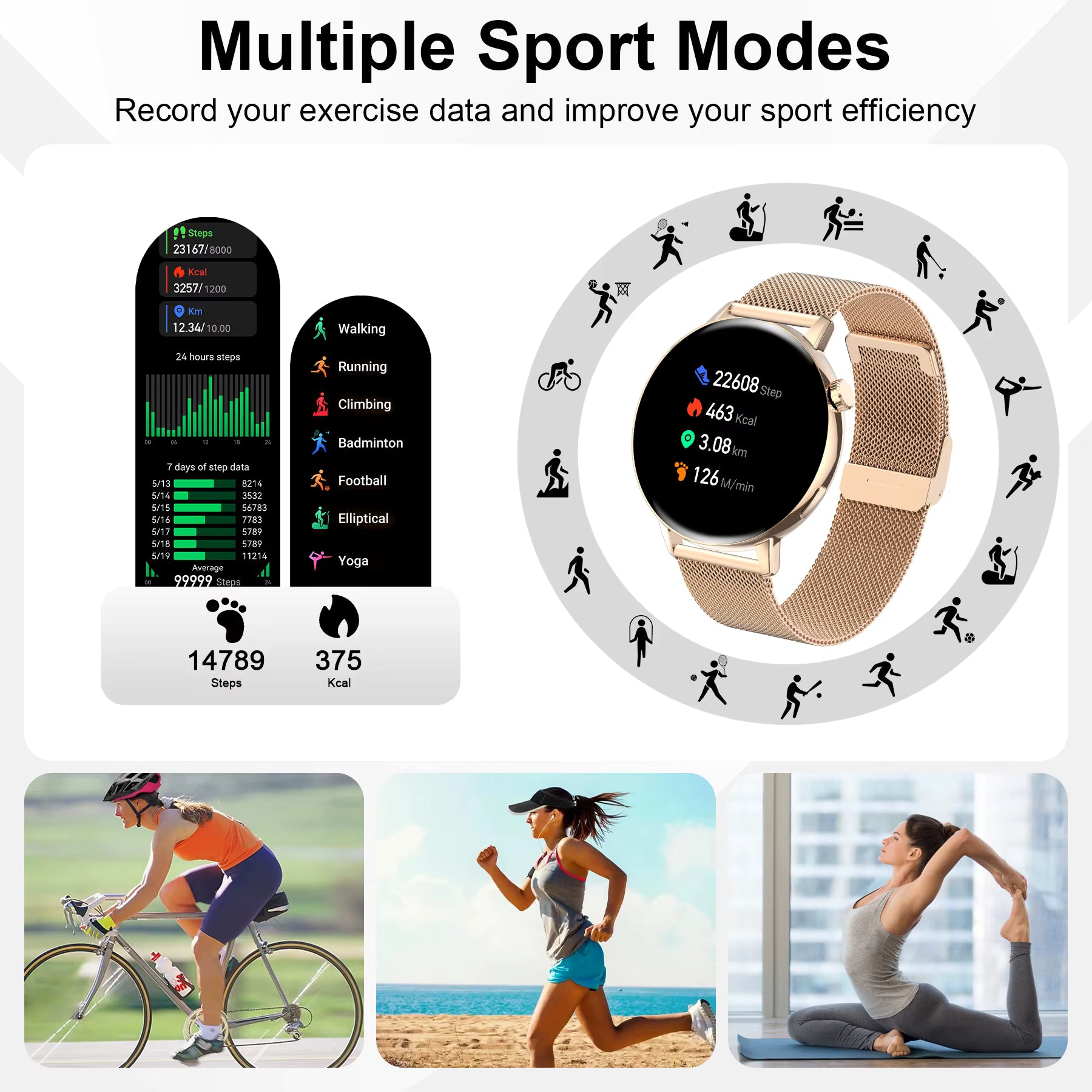 New 1.32" Full Touch Sports Smart Watch — Call Function, Fitness Tracking, Step Count&Calorie Calc, Sports Modes, Message Alerts, 360P Display, USB Charging, Alloy Body, 500mAh Battery, Wireless, Dialing & Wallpaper, Music, Remote Camera, Android & iPhone