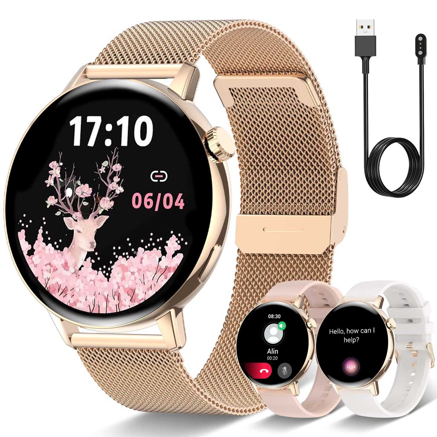 New 1.32" Full Touch Sports Smart Watch — Call Function, Fitness Tracking, Step Count&Calorie Calc, Sports Modes, Message Alerts, 360P Display, USB Charging, Alloy Body, 500mAh Battery, Wireless, Dialing & Wallpaper, Music, Remote Camera, Android & iPhone