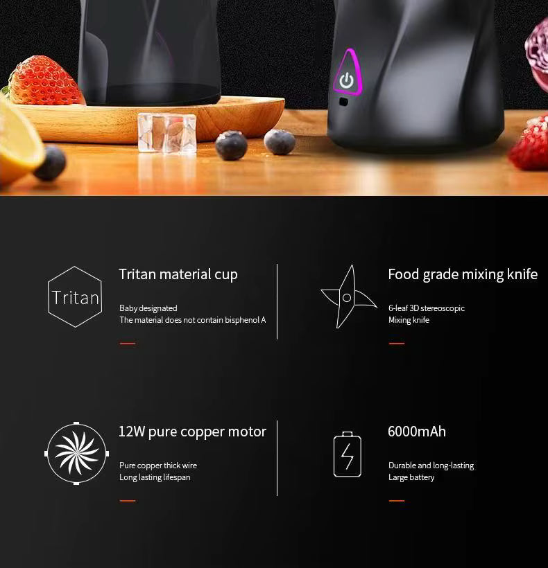 2025 new portable electric wireless juicer USB charging 700ml large-capacity large household juicer Fruit sctional 700ML Blender